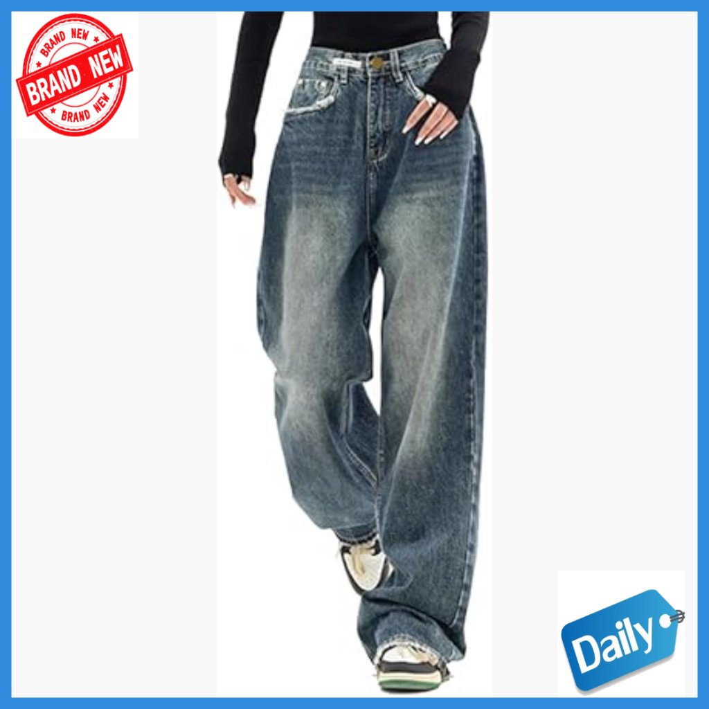 High Rise Wide Leg Boyfriend Jeans Vintage Streetwear Casual Loose Fit